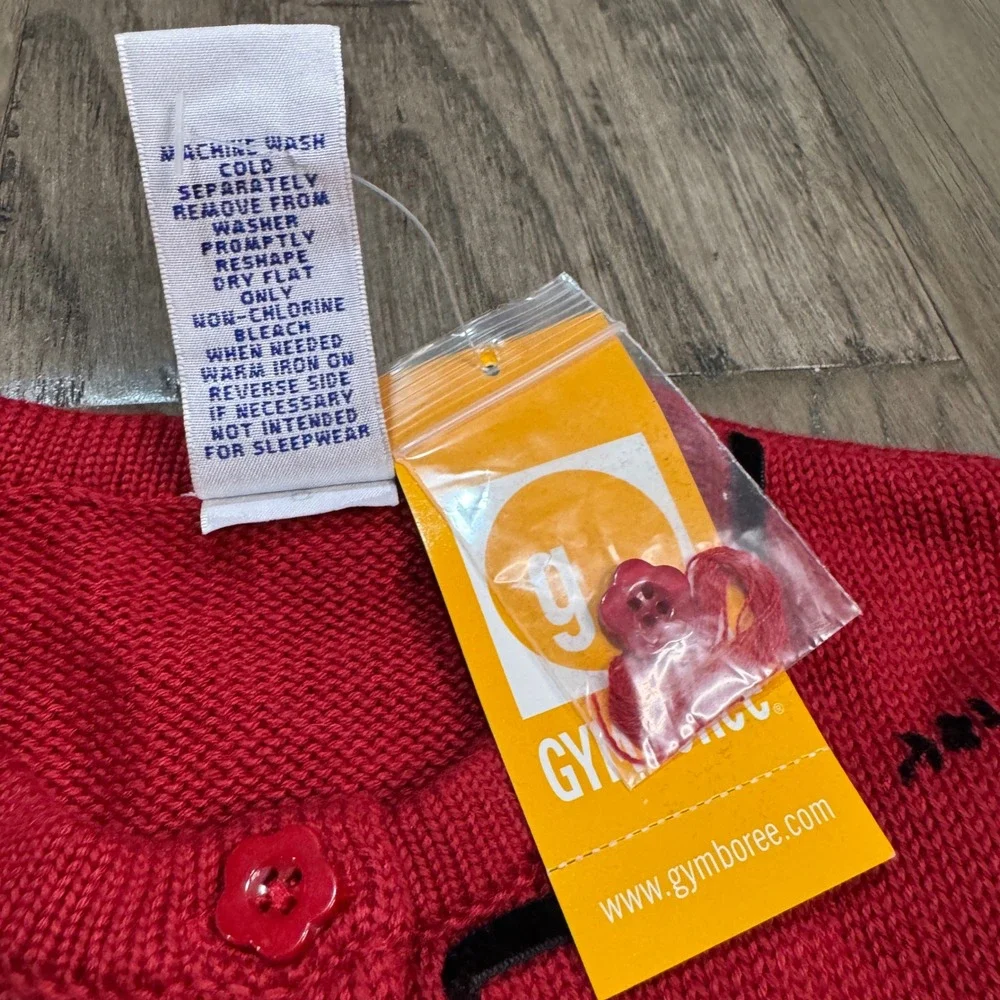 VNTG NWT Gymboree Girls Red Floral Embroidered Cardigan‎ Sweater  7 Years